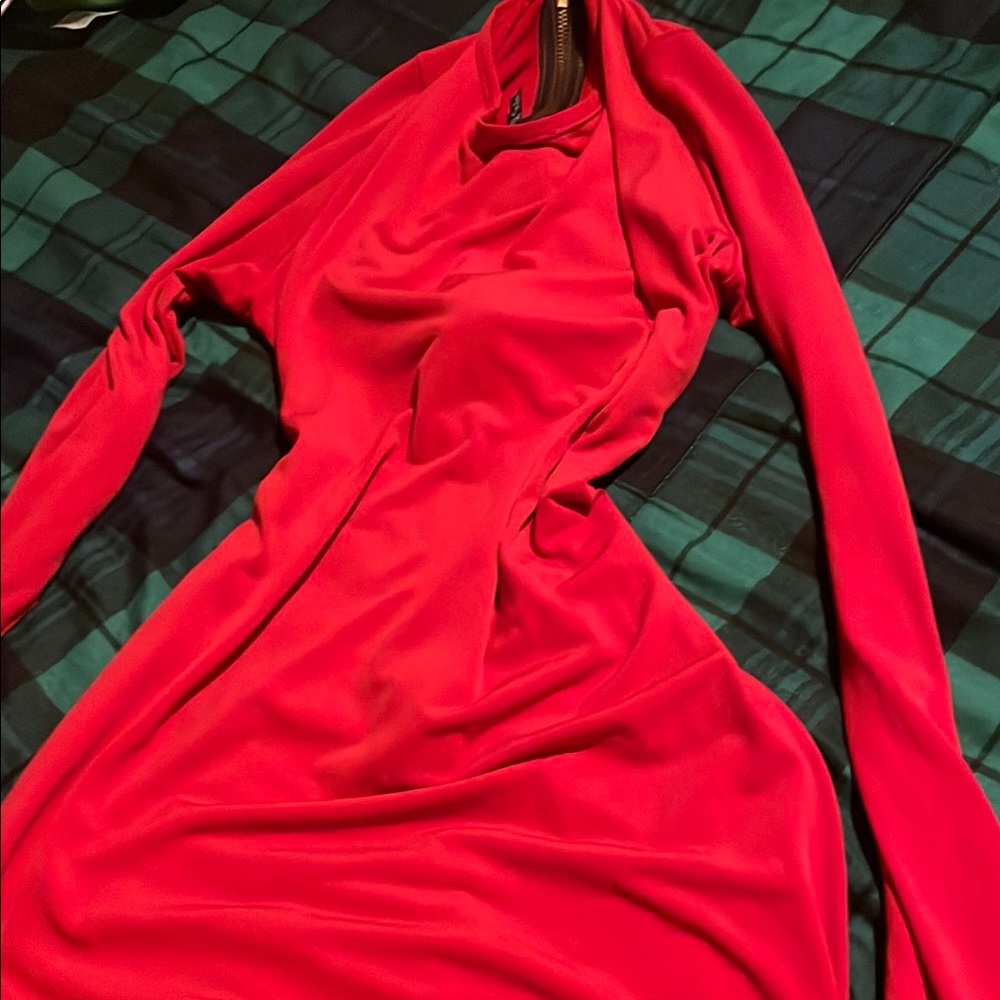 JCPenney Vibrant Red Long Sleeve Dress